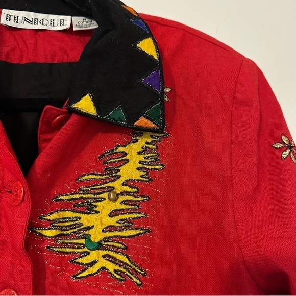 Vintage Christmas Tree Embellished Cotton Novelty Jacket - Picture 3 of 7